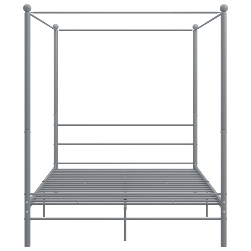 Estrutura de cama com dossel 160x200 cm metal cinzento