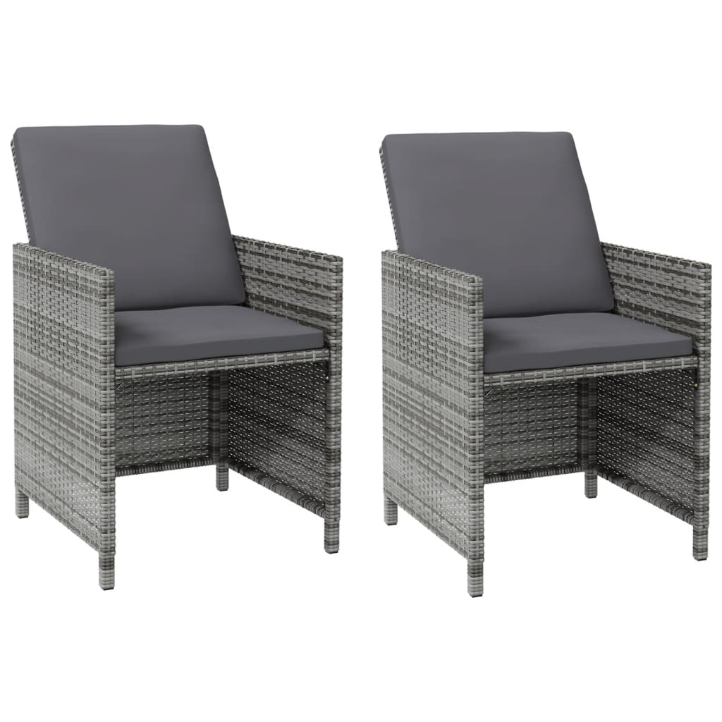 4 Pcs conjunto de cadeiras e bancos de jardim vime PE cinzento