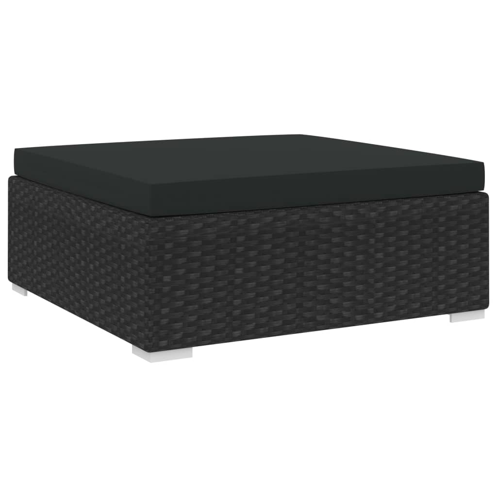 Apoio de pés seccional c/ almofadão 1 PC vime PE preto