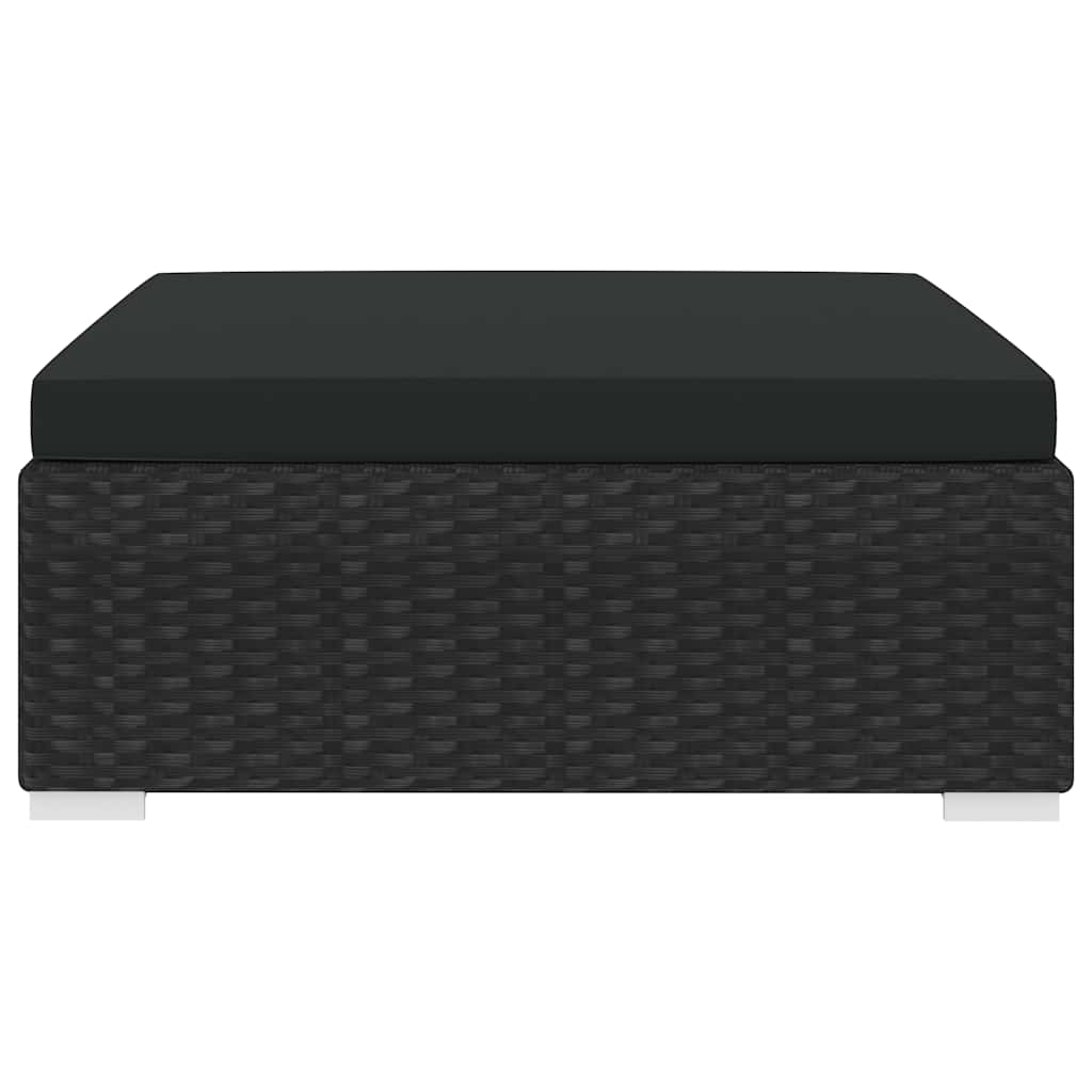Apoio de pés seccional c/ almofadão 1 PC vime PE preto