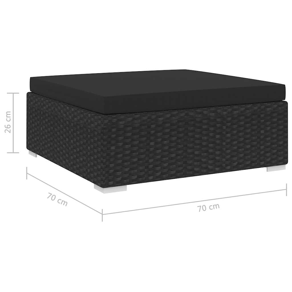 Apoio de pés seccional c/ almofadão 1 PC vime PE preto