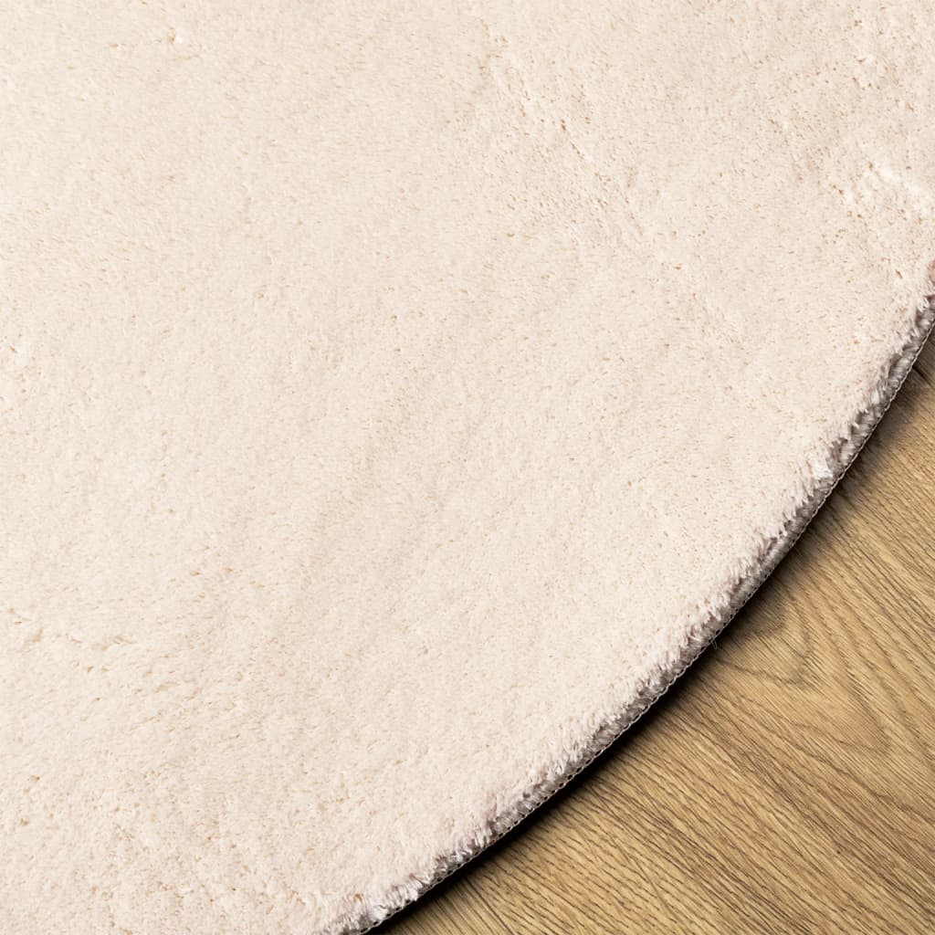 Tapete pelo curto macio e lavável huarte ø 100 cm bege