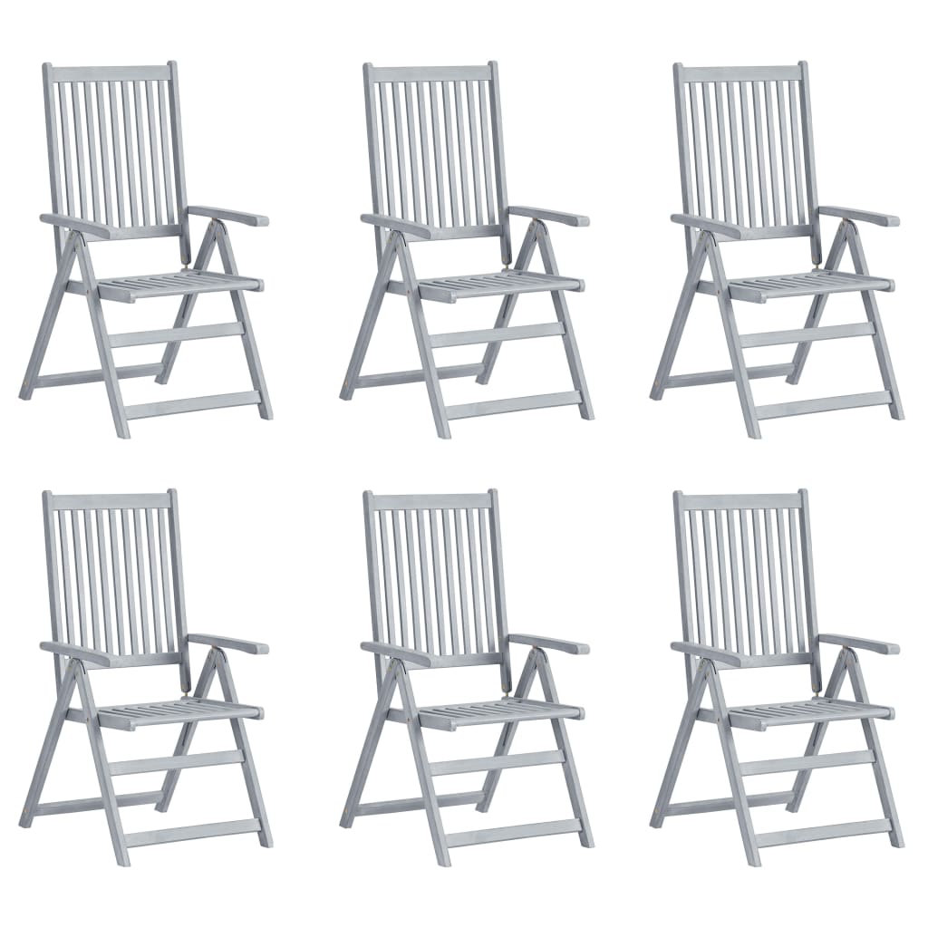 Cadeiras jardim reclináveis c/ almofadões 6 pcs acácia maciça
