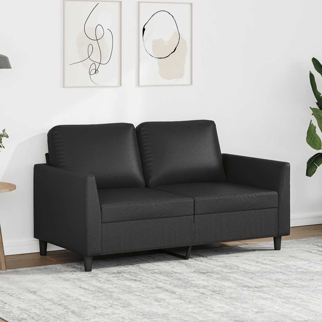 Sofá de 2 lugares 120 cm couro artificial preto