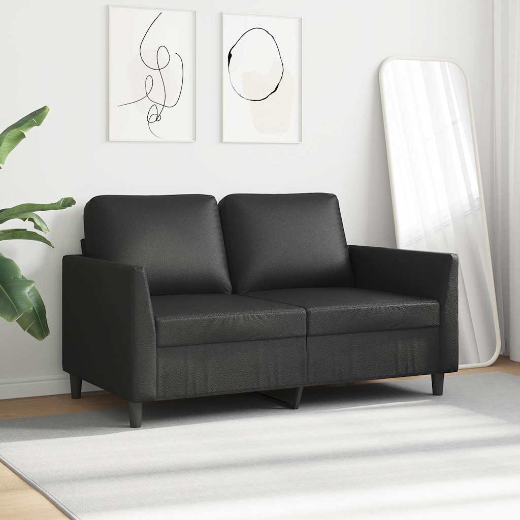 Sofá de 2 lugares 120 cm couro artificial preto