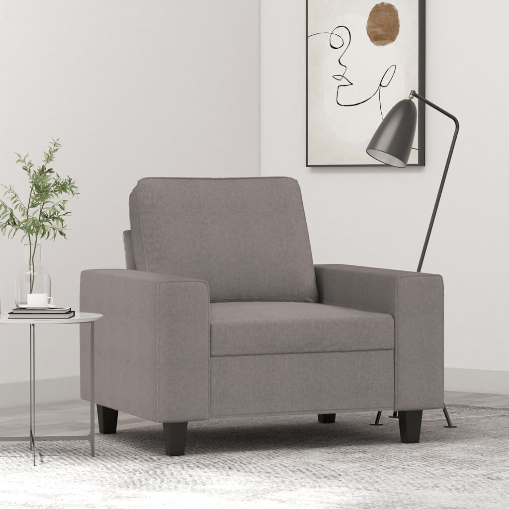 Poltrona tecido 60 cm cinzento-acastanhado