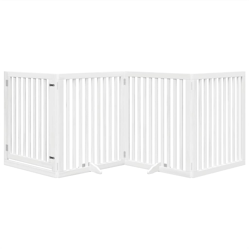 Portão p/ cães com porta dobrável 4 painéis 320 cm álamo branco