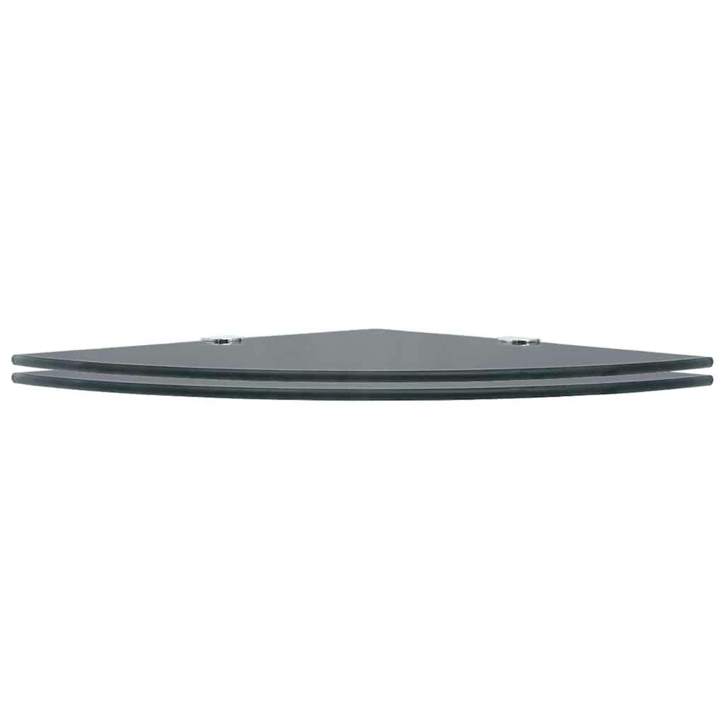 Prateleiras canto 2 pcs suportes cromados 25x25cm vidro preto