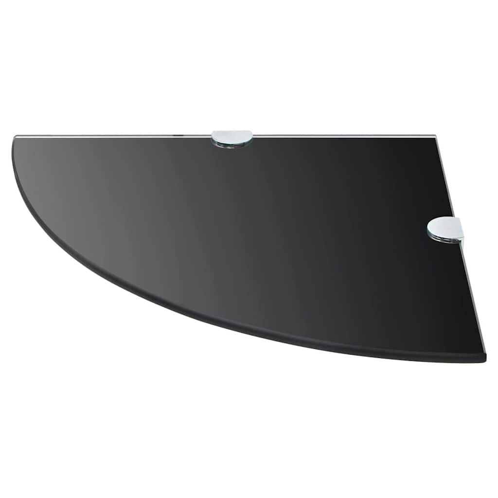 Prateleiras canto 2 pcs suportes cromados 25x25cm vidro preto
