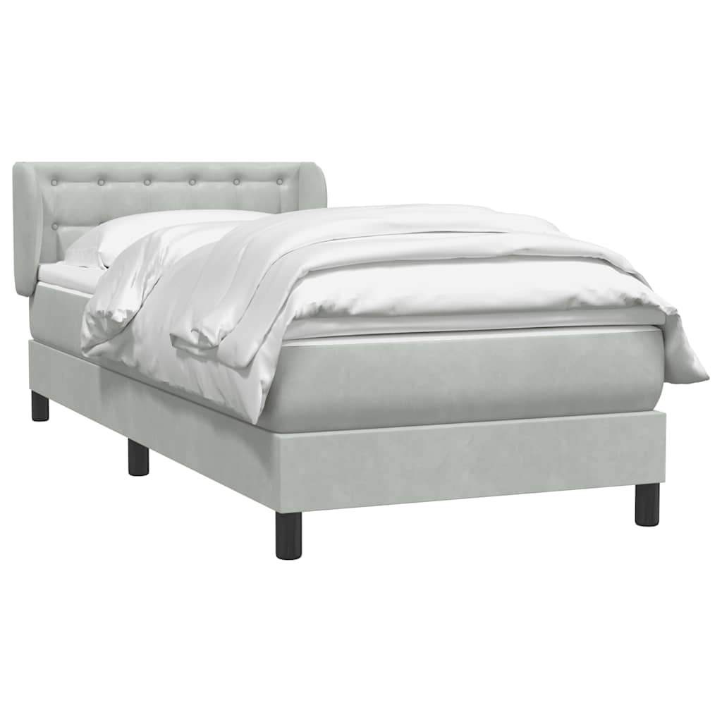 Cama com molas/colchão cinzento-claro 80x210 cm veludo