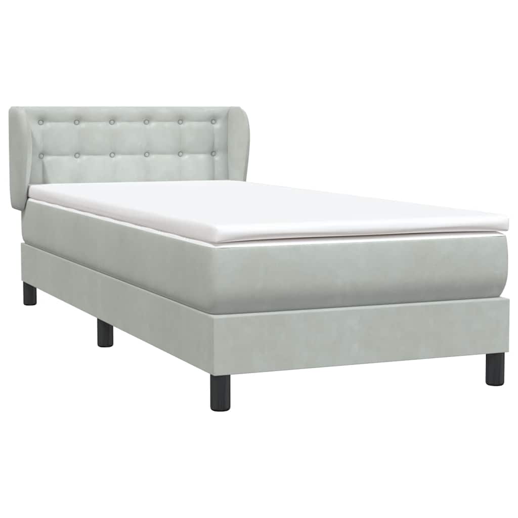 Cama com molas/colchão cinzento-claro 80x210 cm veludo