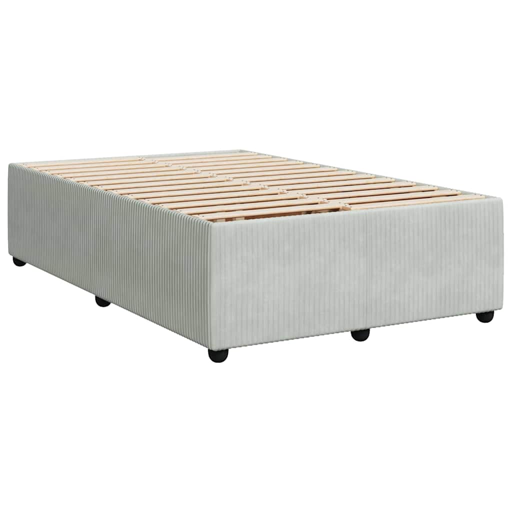 Estrutura de cama sem colchão cinza claro veludo