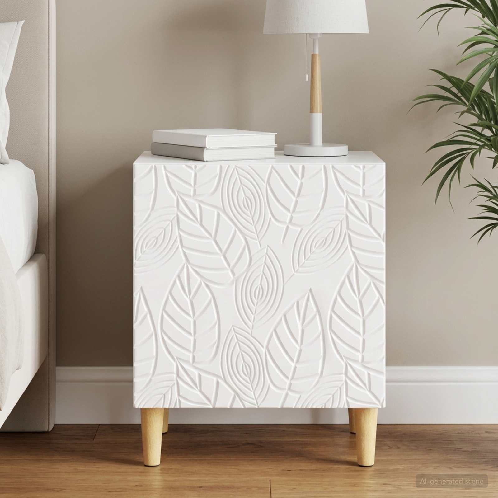 Mesa-de-cabeceira branco brilhante 43 x 34,5 x 50 cm