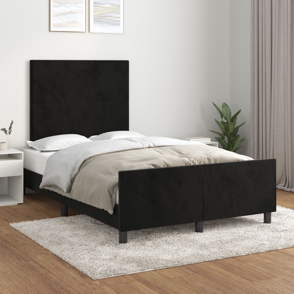 Estrutura de cama sem colchão 120x200 cm veludo preto