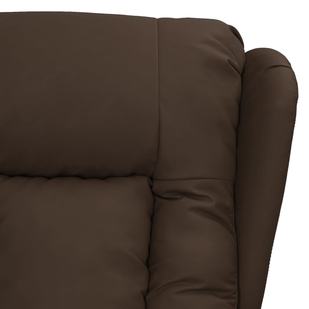 Poltrona reclinável couro artificial castanho