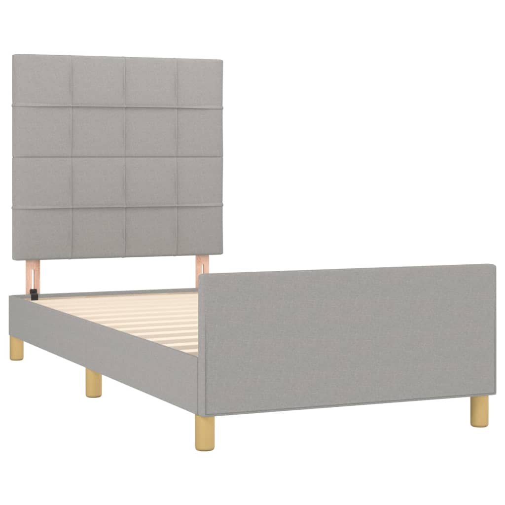 Estrutura de cama sem colchão 90x200 cm tecido cinzento-claro