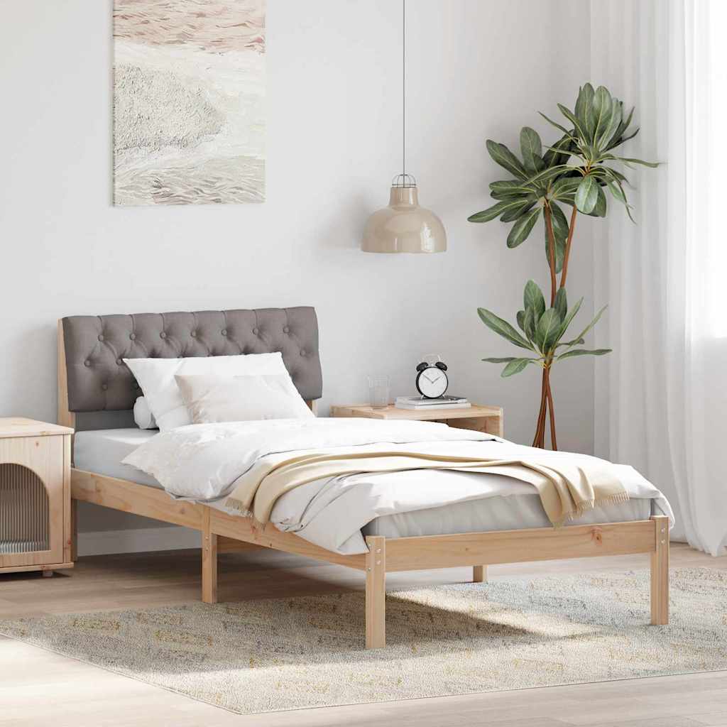 Estrutura da cama com cabeceira marrom e taupe 90 x 190 cm