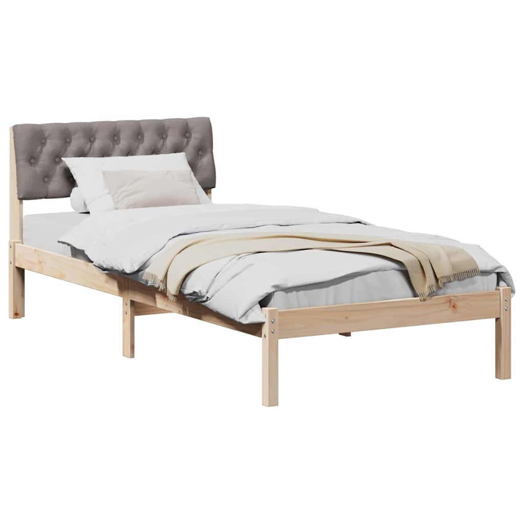 Estrutura da cama com cabeceira marrom e taupe 90 x 190 cm