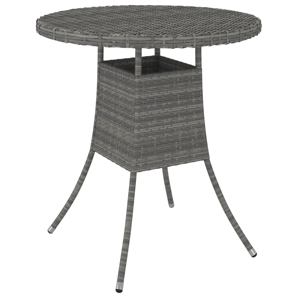 Mesa para jardim 70x70x73 cm vime PE cinzento