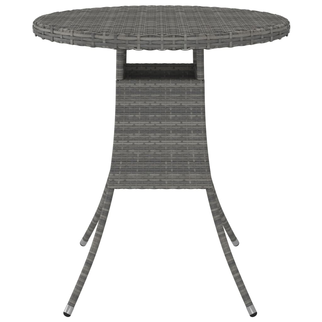 Mesa para jardim 70x70x73 cm vime PE cinzento
