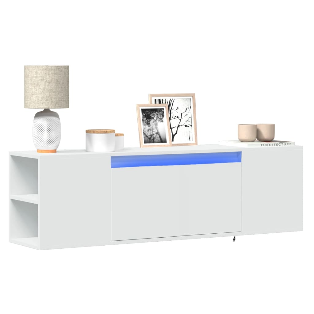 Móvel de parede para TV com luzes LED 135x31x39,5 cm branco