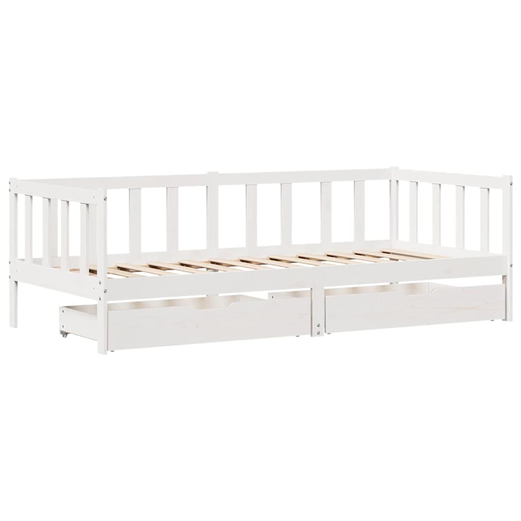 Sofá-cama com gavetas 80x200 cm madeira de pinho maciça