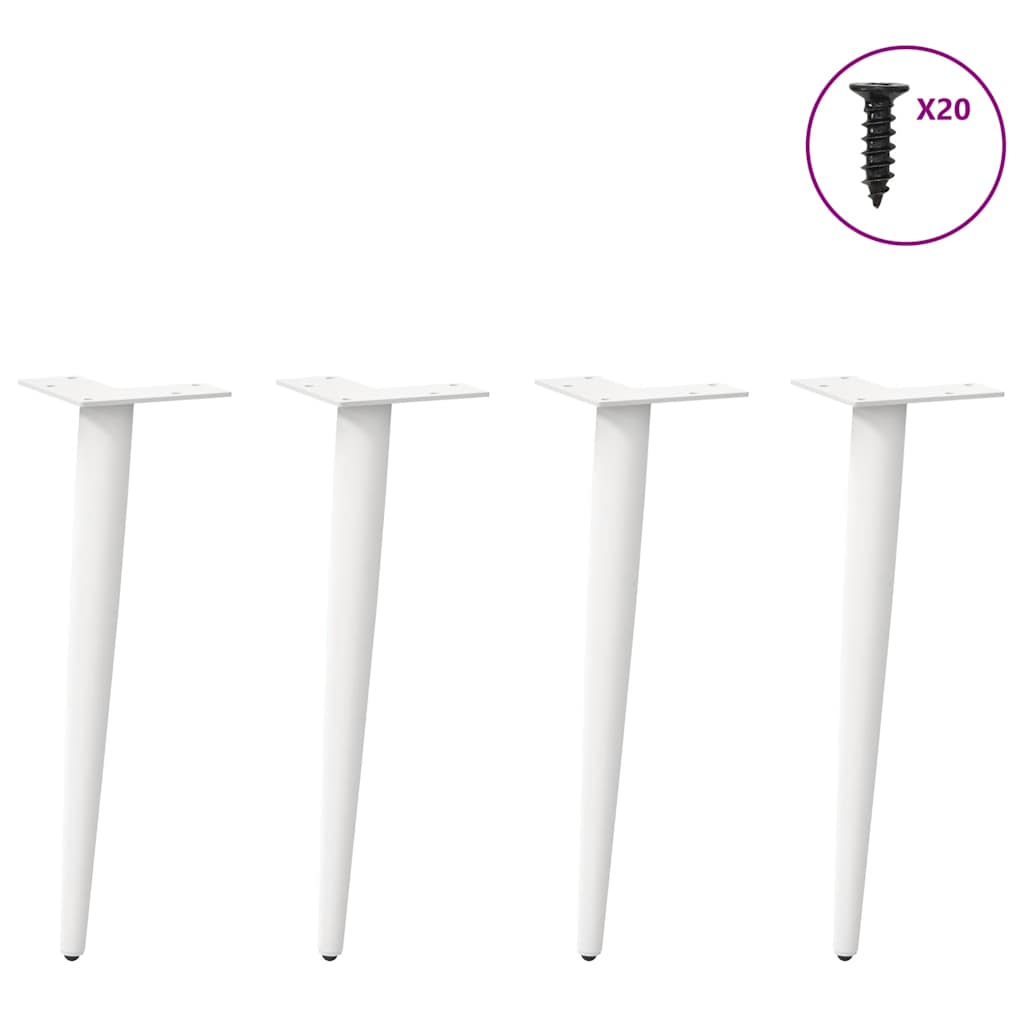 Pés para mesa de centro cônicos 4 peças, branco, 30-31 cm, aço