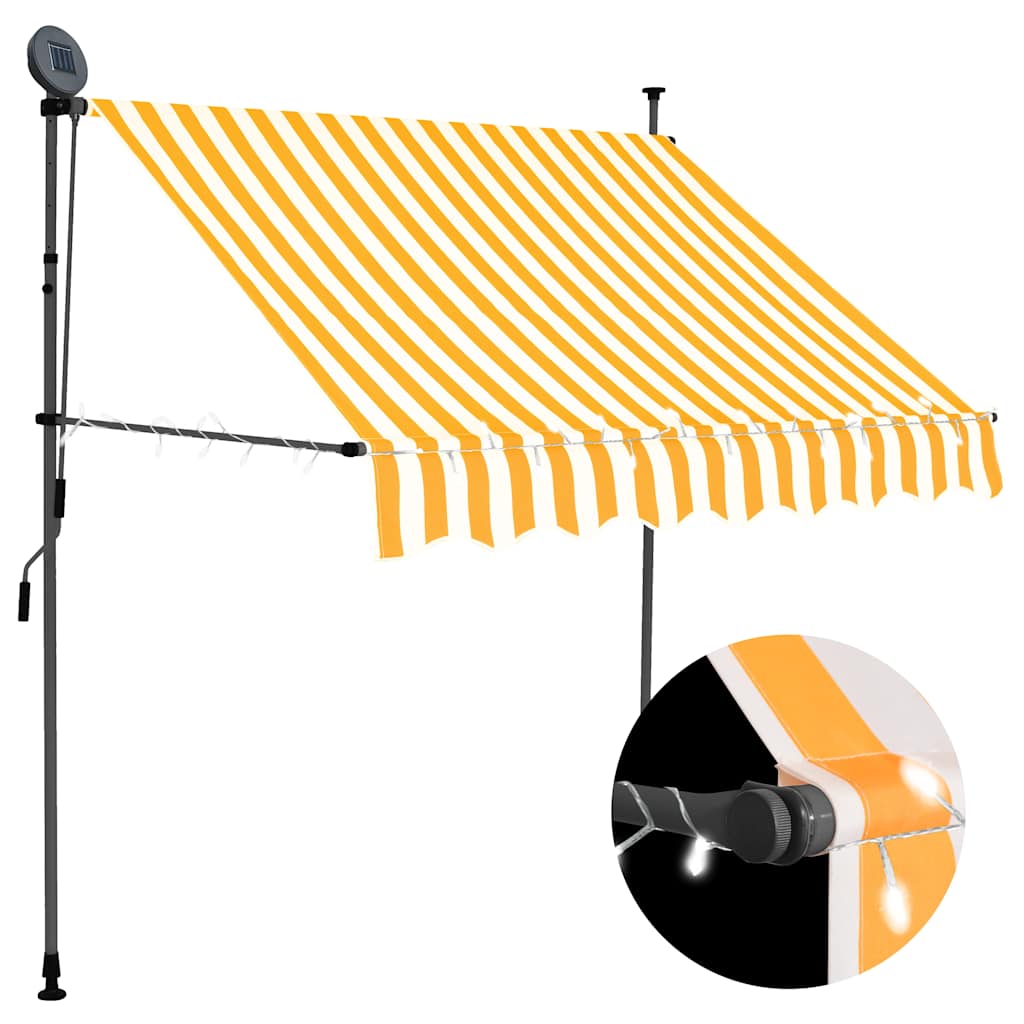 Toldo retrátil manual com LED 150 cm branco e laranja
