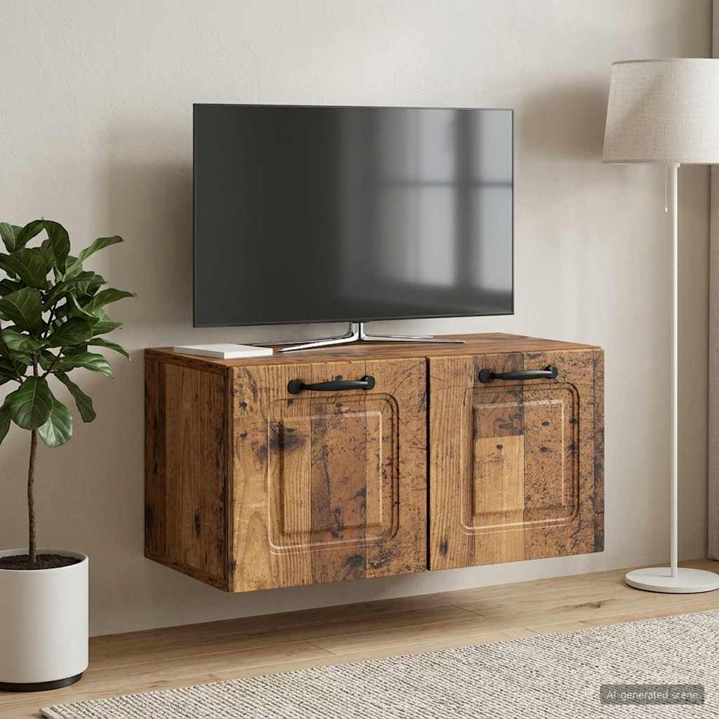 Gabinete de TV de parede madeira antiga 59,5 x 31 x 30 cm