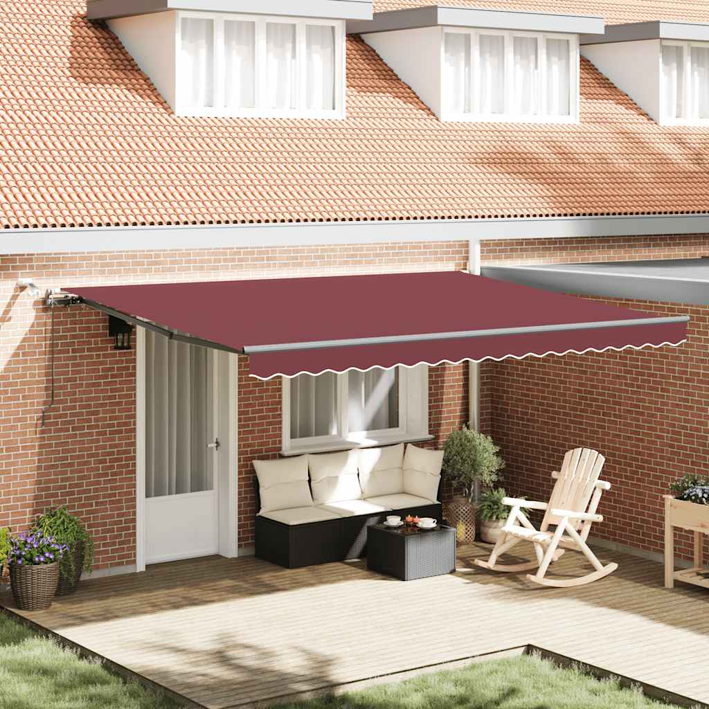 Toldo retrátil automático com luzes LED 450x300 cm castanho