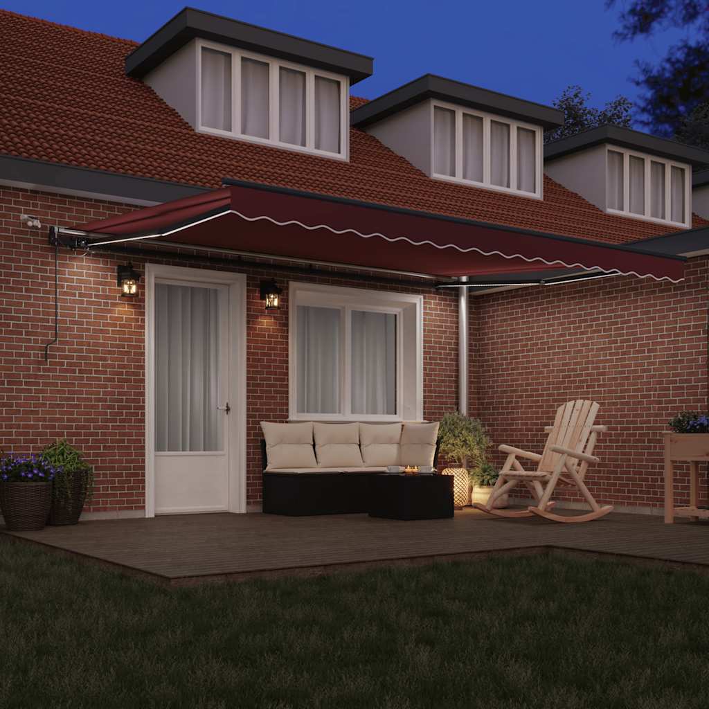 Toldo retrátil automático com luzes LED 450x300 cm castanho