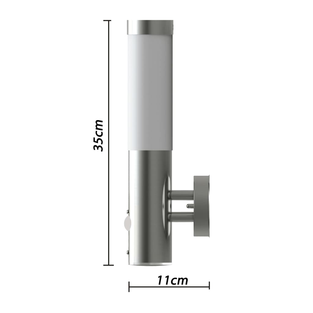 Candeeiro de parede exterior c/ sensor movimento aço inoxidável