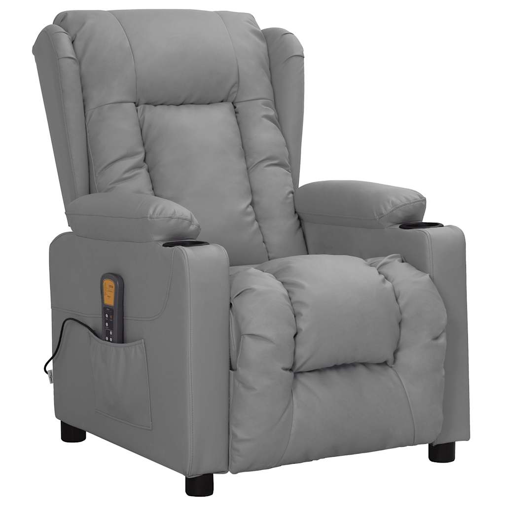 Cadeira de massagens couro artificial cinzento