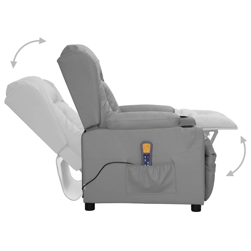 Cadeira de massagens couro artificial cinzento