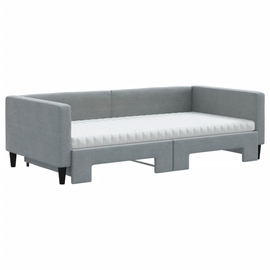 Sofá-cama c/ gavetão e colchões 100x200cm tecido cinzento-claro