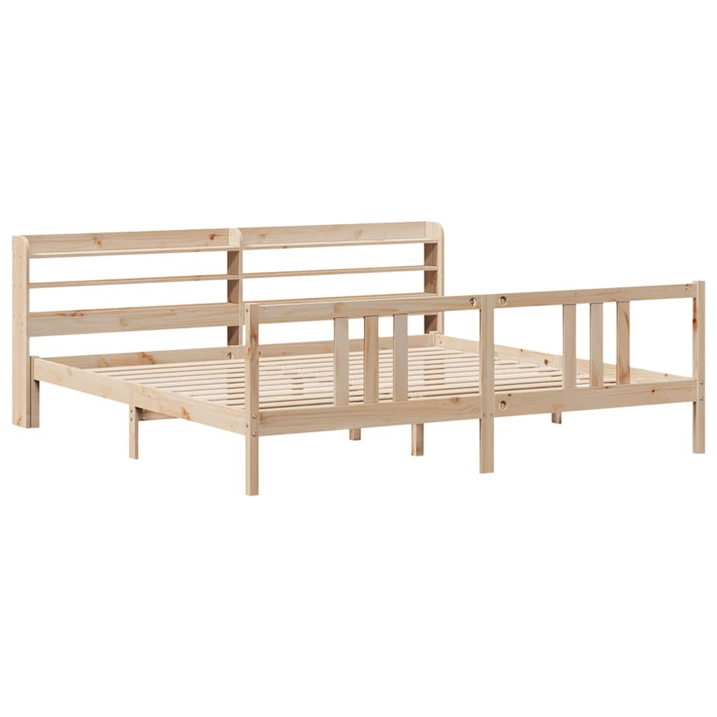 Estrutura de cama com cabeceira 200x200 cm pinho maciço