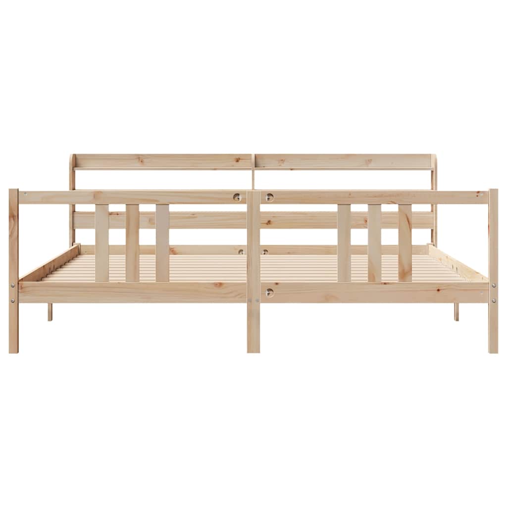 Estrutura de cama com cabeceira 200x200 cm pinho maciço