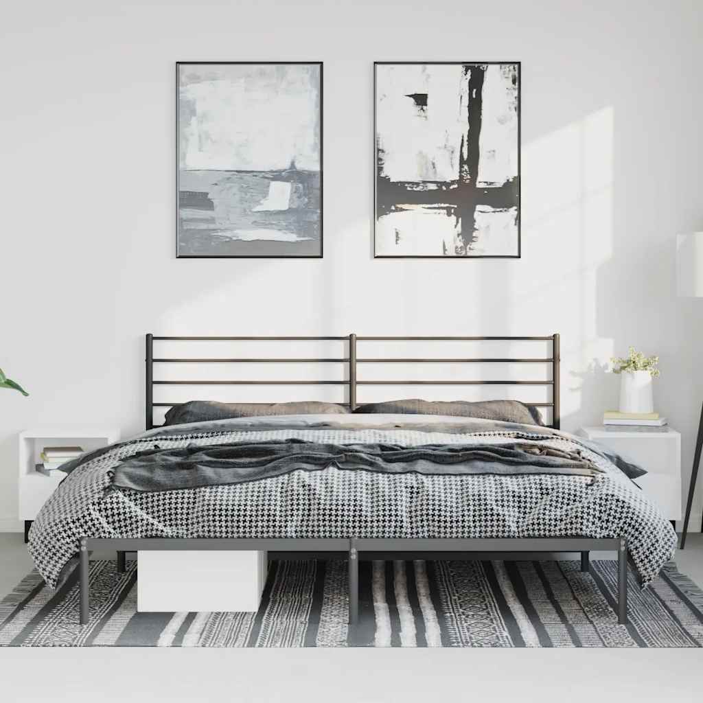 Estrutura de cama com cabeceira 193x203 cm metal preto