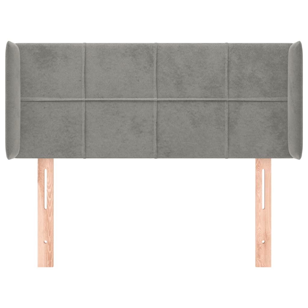 Cabeceira de cama c/ abas veludo 83x16x78/88 cm cinzento-claro