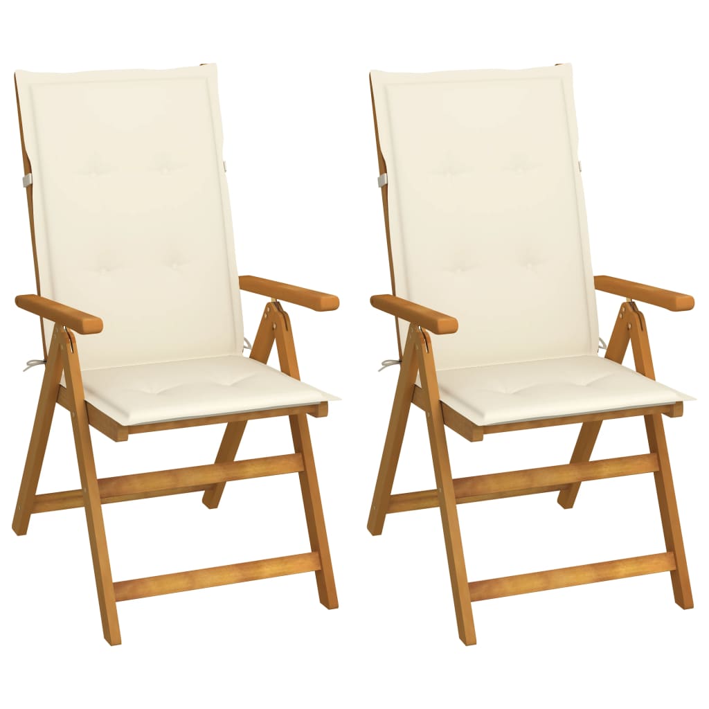 Cadeiras jardim reclináveis c/ almofadões 2 pcs acácia maciça