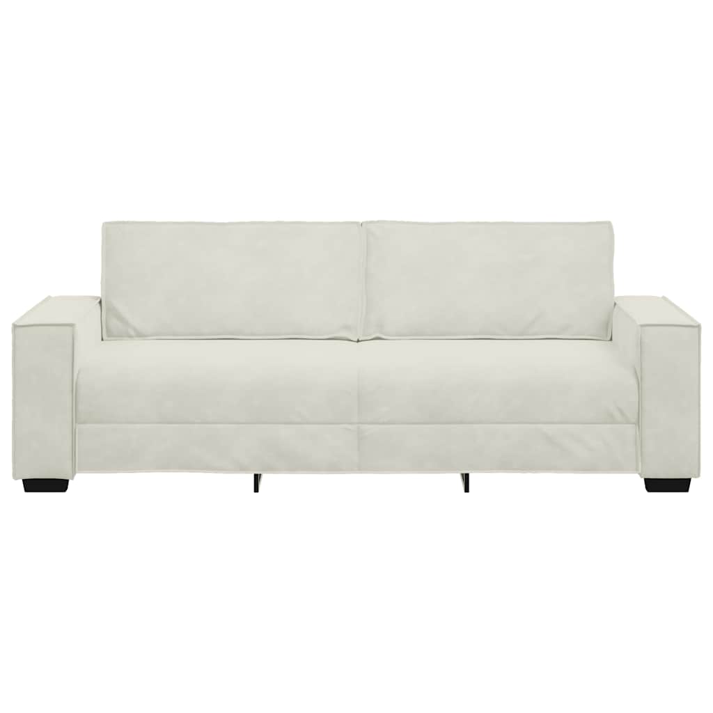 Sofá de 3 lugares 220x78x84 cm veludo cor creme