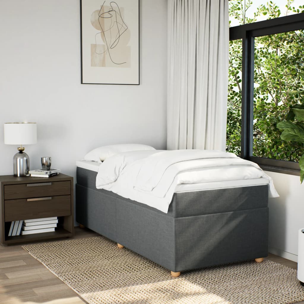 Cama com molas/colchão 80x200 cm tecido cinzento-escuro