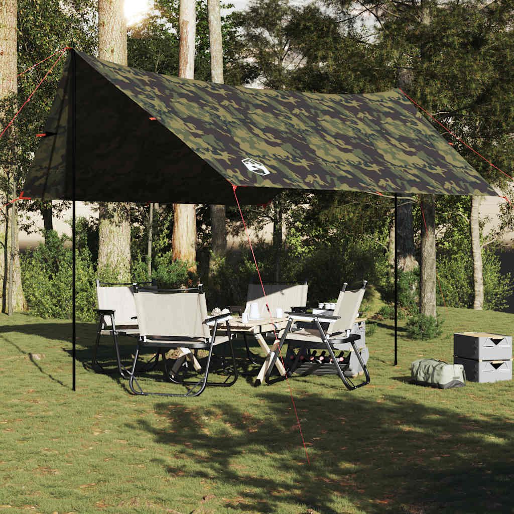 Lona de campismo 438x376x212 cm impermeável camuflagem