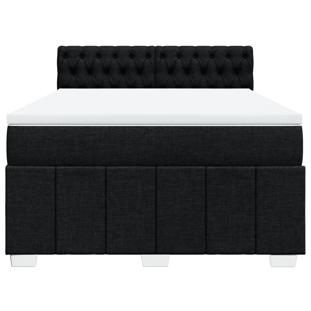 Cama com molas/colchão 160x200 cm tecido preto