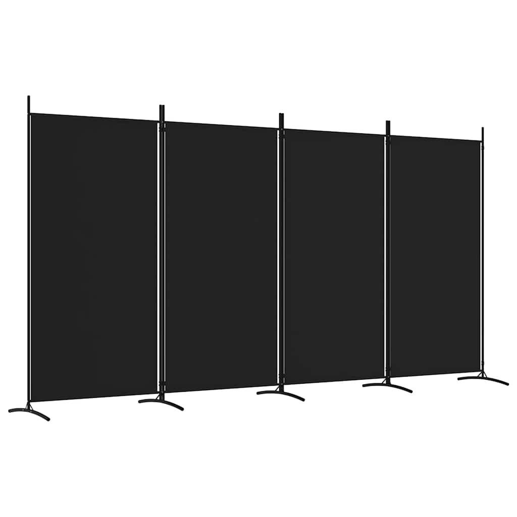 Divisória de quarto com 4 painéis 346x180 cm tecido preto