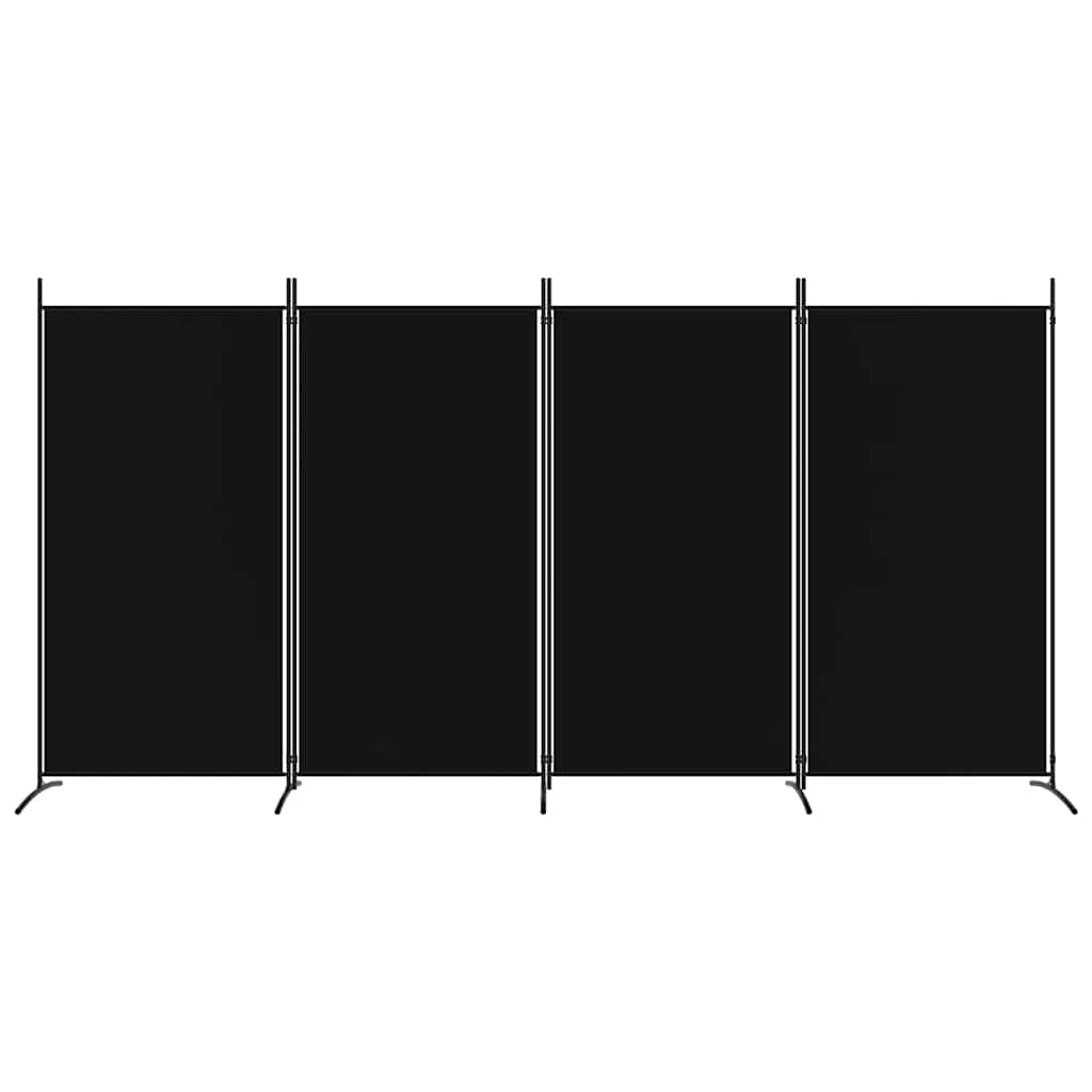Divisória de quarto com 4 painéis 346x180 cm tecido preto