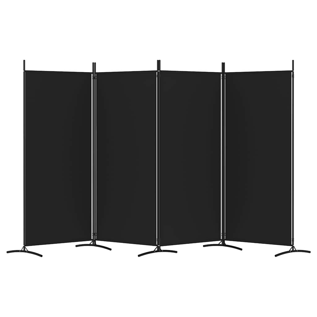 Divisória de quarto com 4 painéis 346x180 cm tecido preto