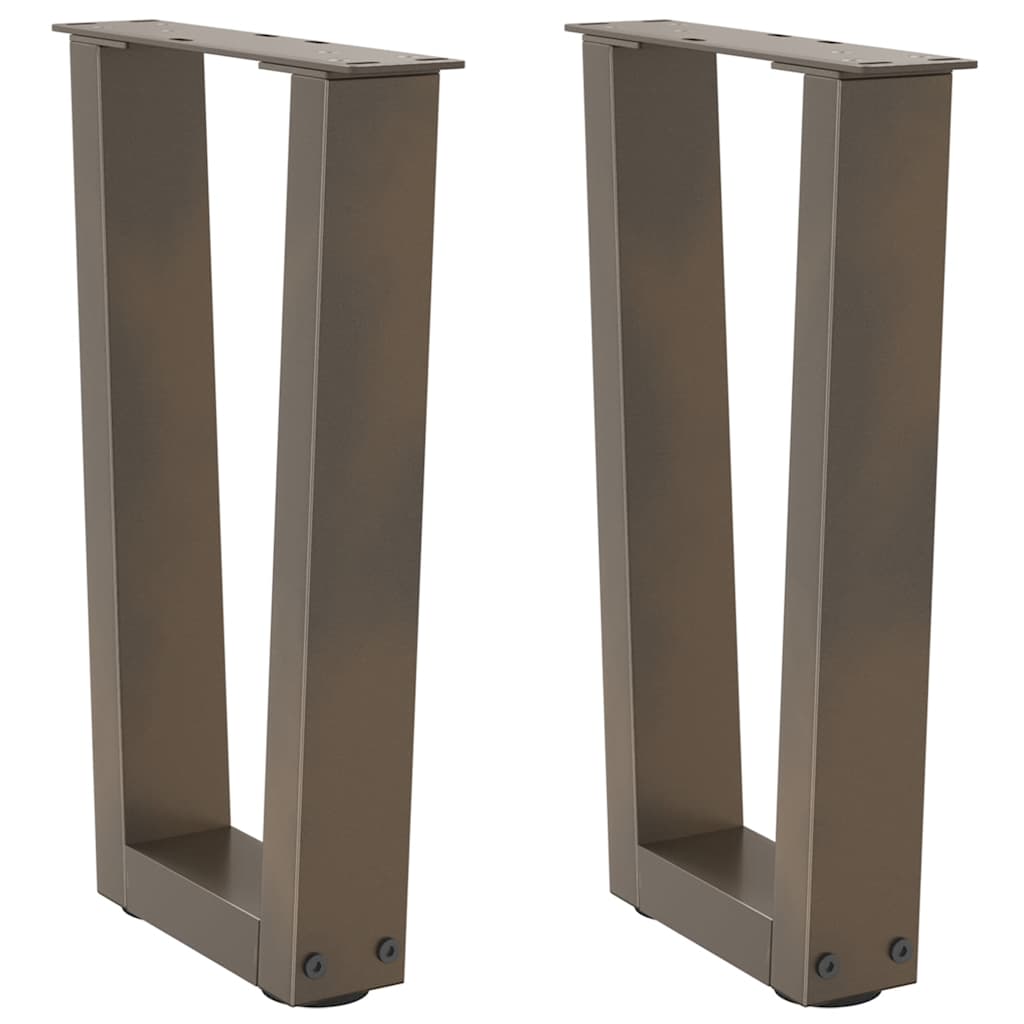 Pés para mesa de centro em formato de v, 2 peças, aço natural, 38 x (42-43,3) cm, aço