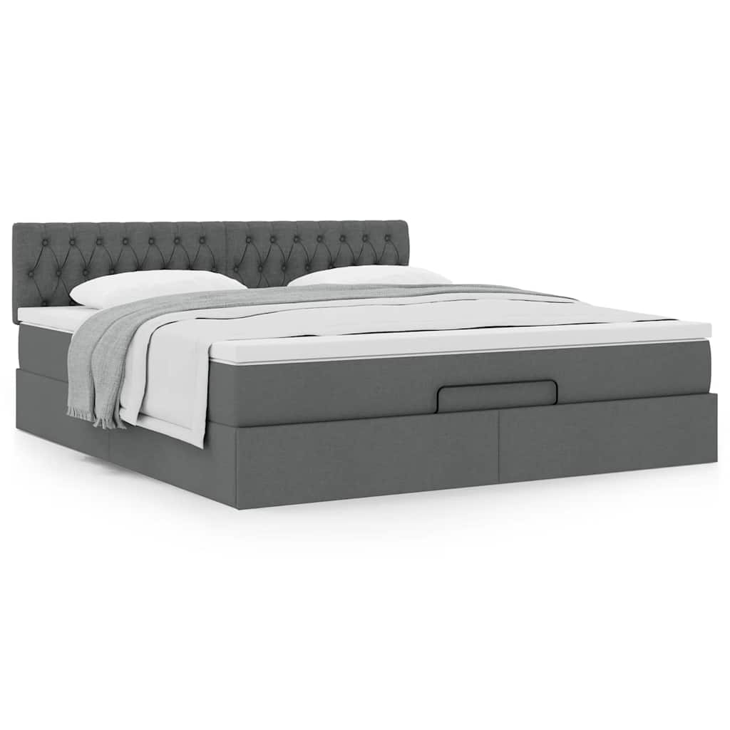 Estrutura de cama otomana com colchão 180x200cm cinzento escuro