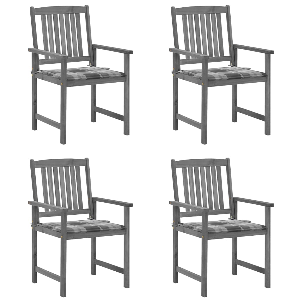 Cadeiras de jardim com almofadões 4 pcs acácia maciça cinza